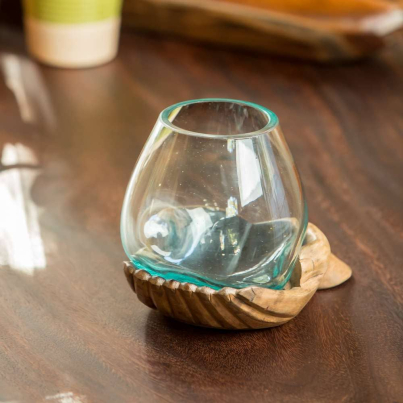 Blown Glass Vase on Double Hand – Small