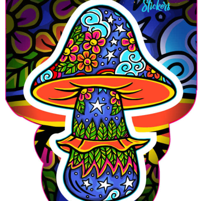 COLORFUL MUSHROOM WINDOW STICKER 4.5″ – 5″