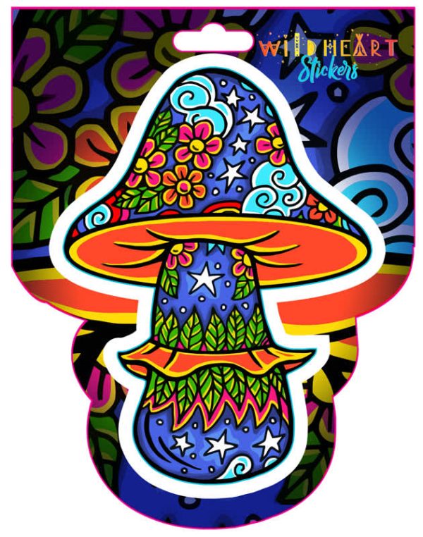 COLORFUL MUSHROOM WINDOW STICKER 4.5" - 5"