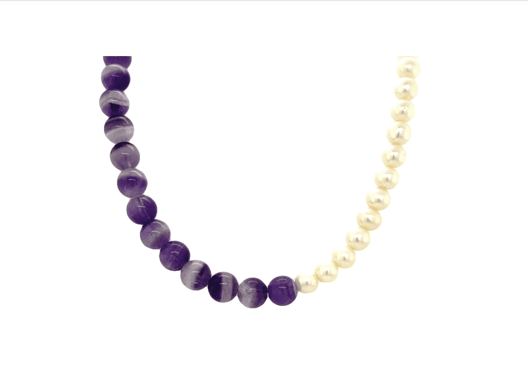 Amethyst / Pearl Necklace 17"