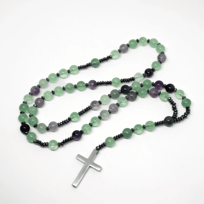 Rainbow Fluorite Rosary -8mm