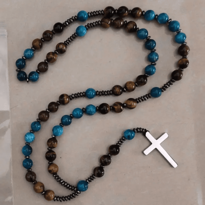 Apatite & Tiger’s Eye Rosary – Prayer Beads 8mm