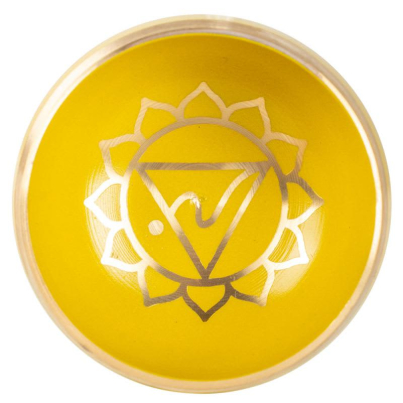 SOLAR PLEXUS CHAKRA SINGING BOWL 3″ Diameter Comes with striker and cushion