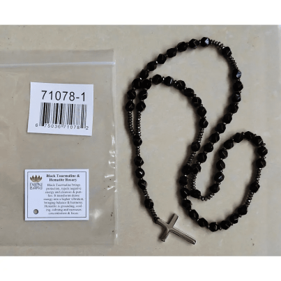 Black Tourmaline Icosahedron 20 Sided Rosary 7mm