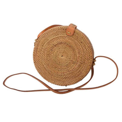 ROUND HANDWOVEN RATTAN BAG 8″