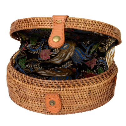 ROUND HANDWOVEN RATTAN BAG 8″
