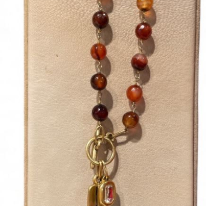 Carnelian Agate Necklace with Modern Cross