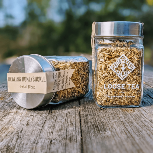 Healing Honeysuckle Glass Jar of Loose Leaf Tea – 30 Servings
