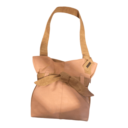 Shoulder Bag with Big Bow Salmon/Natural Cork