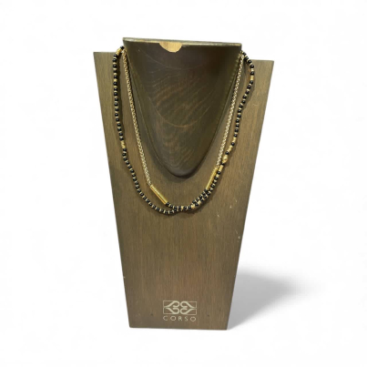 NECKLACE LUCERNA / GOLD / BLACK ONIX
