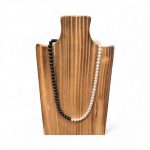 Black Onyx  / Pearl Necklace 17″