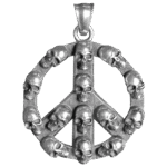 Stainless Steel Peace Sign with Skull Pendant