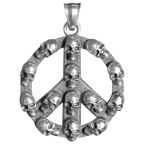 Stainless Steel Peace Sign with Skull Pendant
