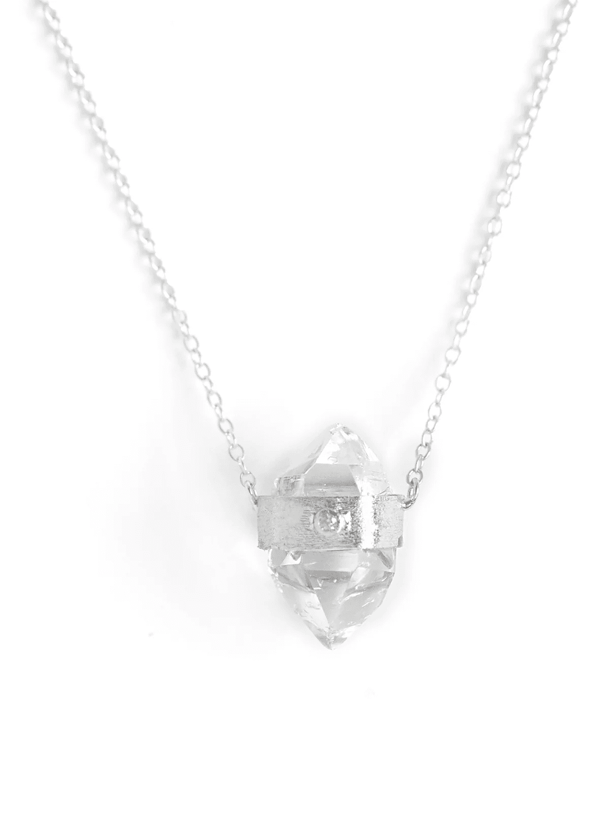 Herkimer Quartz with Diamond Necklace - Sterling Silver 925