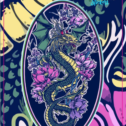 ORNAMENTAL DRAGON WINDOW STICKER 4.5″ – 5″