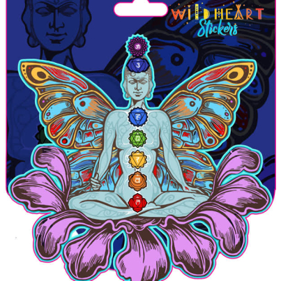 SEVEN CHAKRA BUTTERFLY WINDOW STICKER 4.5″ – 5″