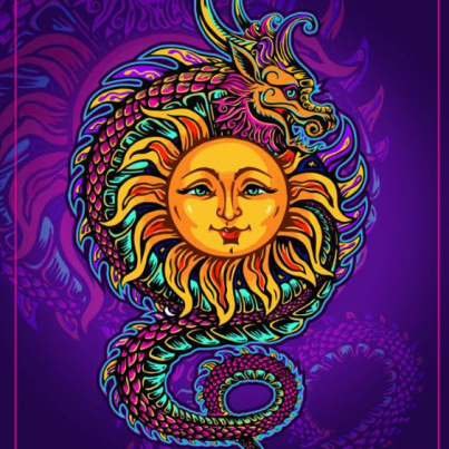 SUN & DRAGON WINDOW STICKER 4.5″ – 5″