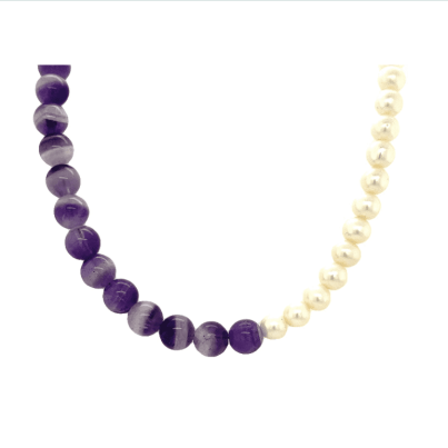 Amethyst / Pearl Necklace 17″