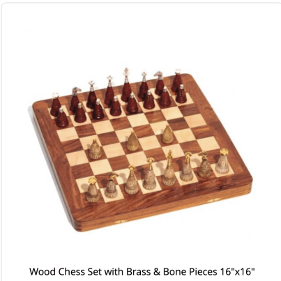 WD.CHESS W/BRS.BONE 16X16