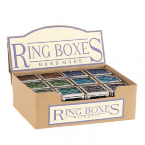 ASST COLORED GLASS RING BOX