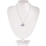 SILVER EVIL EYE INSET IN DRUZY Chain: 17.5″  Pendant: 1.25″ x 0.75″
