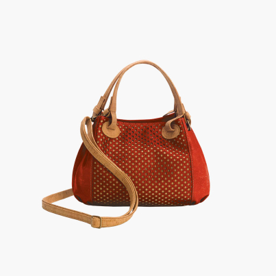 HANDBAG WITH PATTERN BORDEAUX/NATURAL